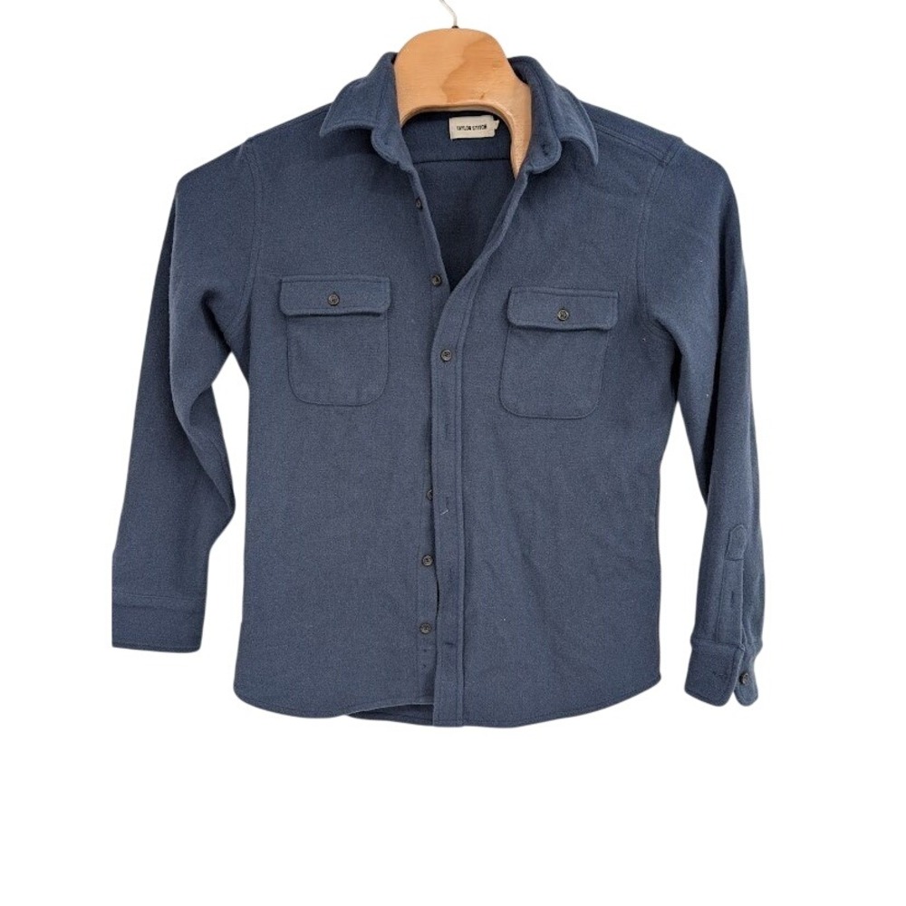 Men's Taylor Stitch Leeward Shirt Wool Blend Shirt Blue Long Sleeve Button sz 42